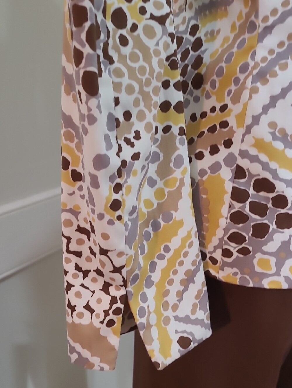 Collections for Le Suit Vintage Geometric Print Blazer and Brown Pants - Size 6 - Picture 8 of 13
